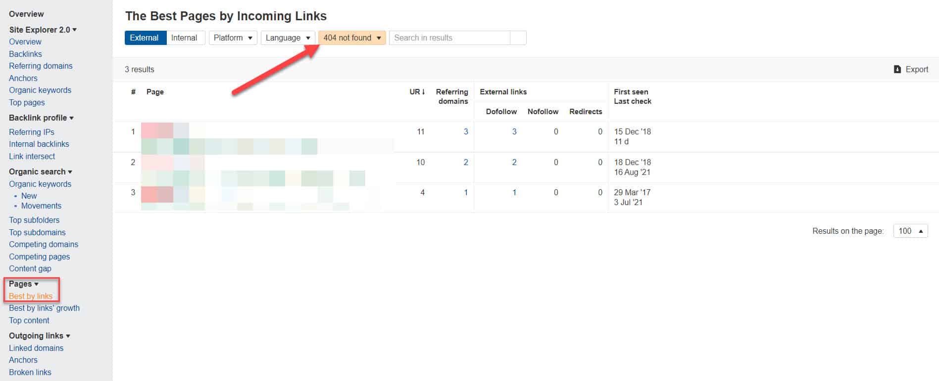 ahrefs find broken links