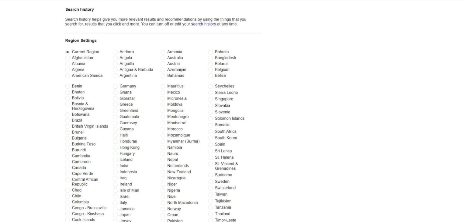 google search settings region settings