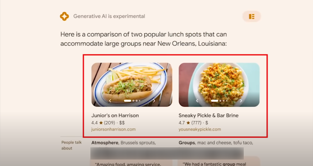 generative ai improves search experience example