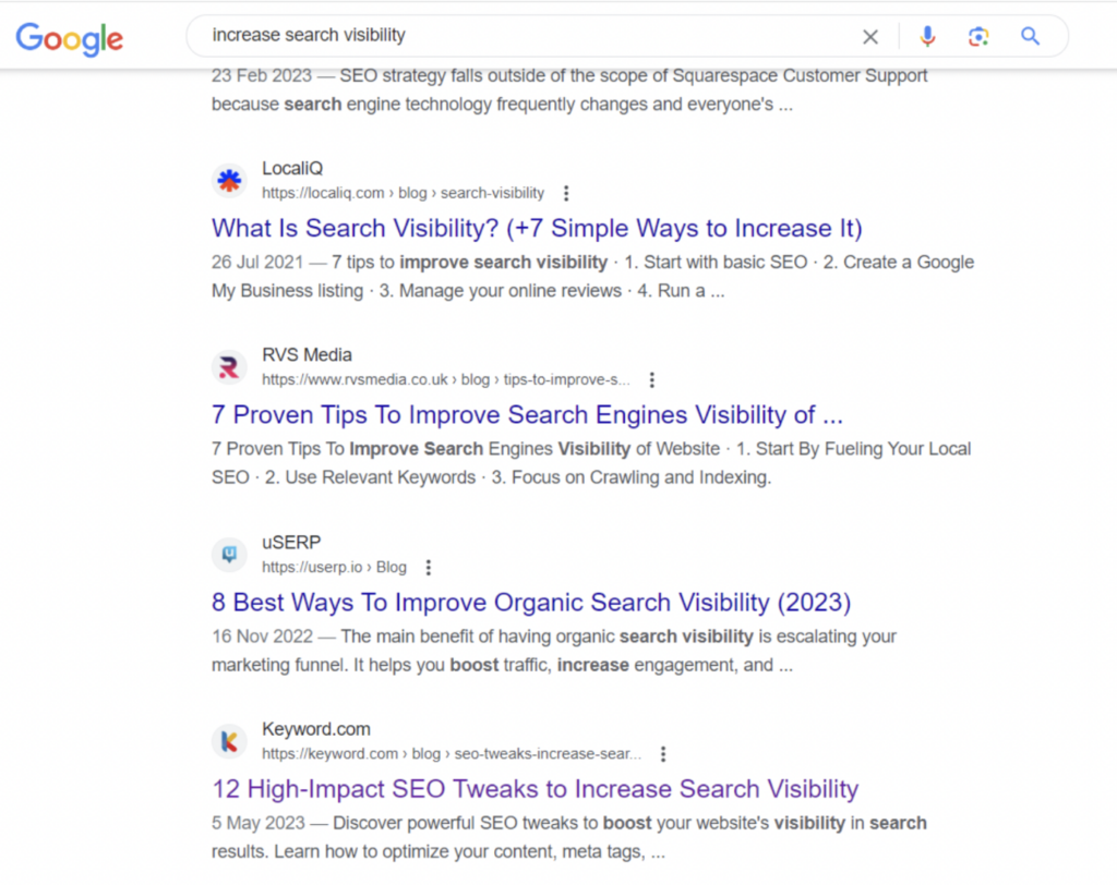 serp competitor rankings - search visibilty