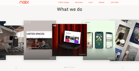 screenshot of noor digital agency's portfolio page showcasing various case studies and successful digital marketing projects.
