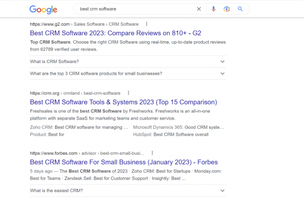 example of the title in the comparison question on google search