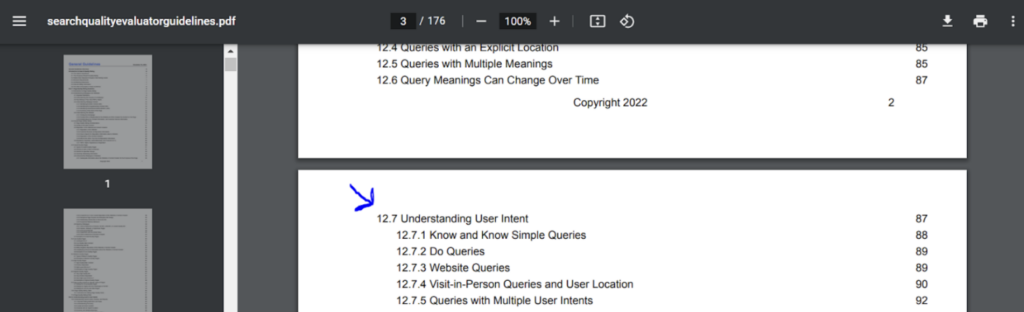 user intent needs from search quality guidelines