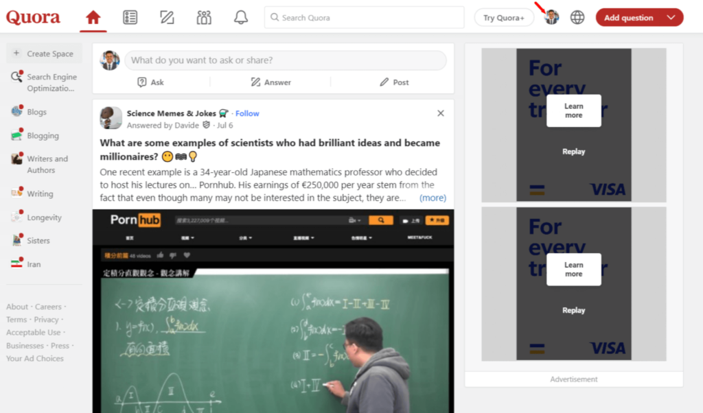 sign into quora and click on your profile icon.