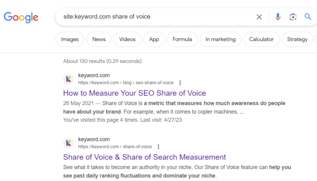 sov landing pages in serps