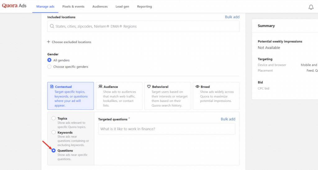 find relevant questions in quora